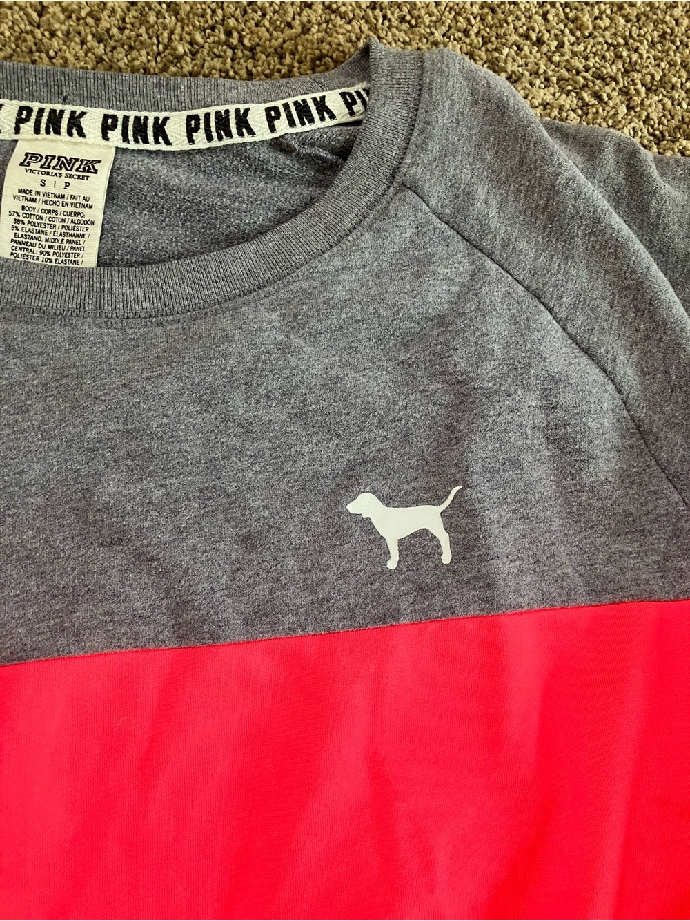 Victoria's Secret PINK Womens Colorblock Pullover - Pink, Gray, Black - Picture 2 of 5